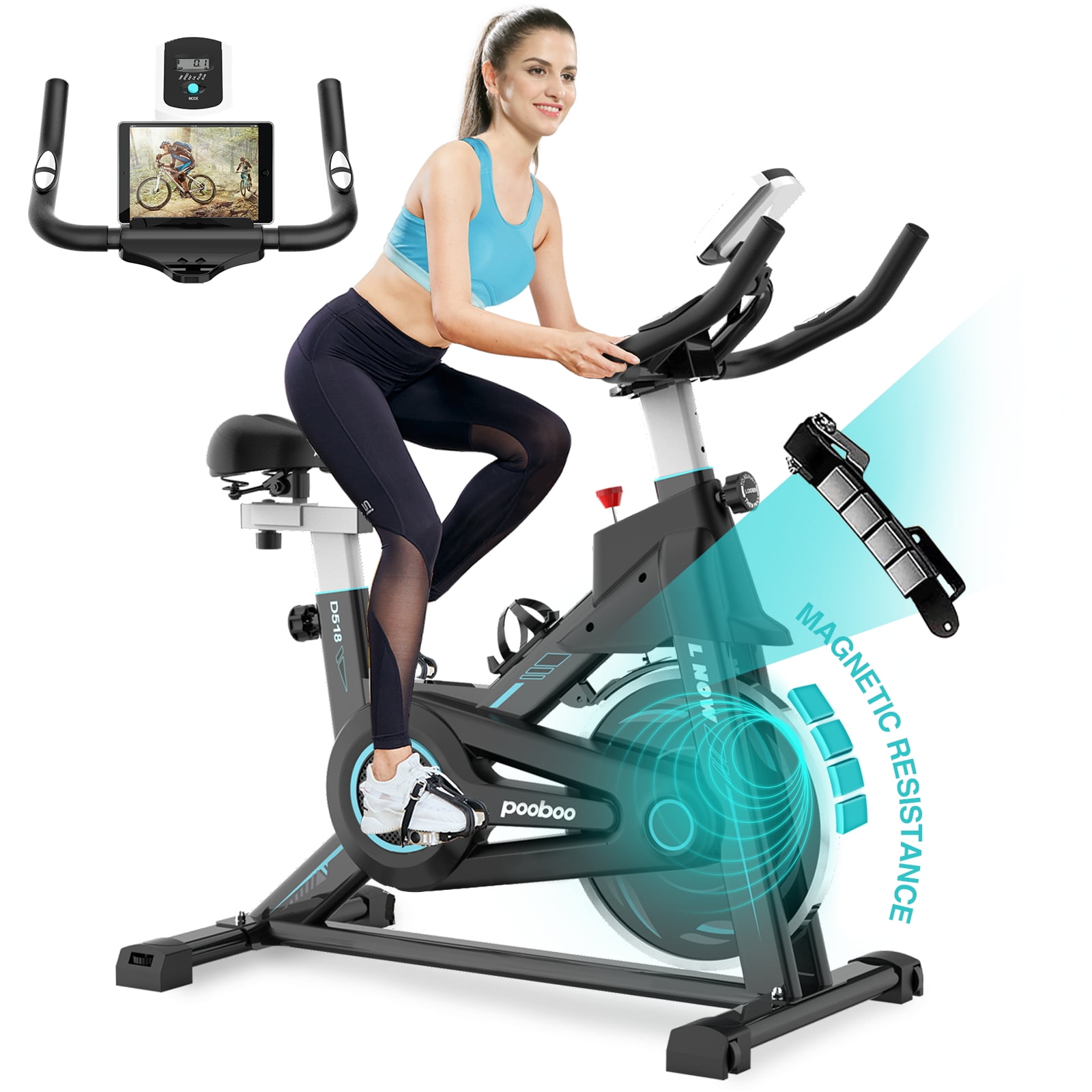 Pooboo Indoor Exercise Bike Stationary Cycling Bicycle Cardio Fitness Workout