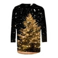thumbnail image 5 of Gamivast Christmas Tops for Women Casual 3/4 Sleeve Crew Neck Shirt Funny Holiday Snowman Trees Graphic Tee Xmas Party Pullover Outfits Fall Winter Loose Fitted Tops 5XL, 5 of 6