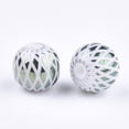 thumbnail image 2 of 20pc Electroplate Glass Beads Round with Rhombus Pattern Cadet Blue 8~8.5mm Hole: 1.5mm, 2 of 2
