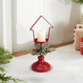 thumbnail image 4 of Twfbrm Christmas Candle Holder, Christmas Decoration 13" Red Metal Candlestick with Pine Needles, Red Berries and Pinecones, Vintage Decorative Candle Stand Xmas Table Centerpiece for Party, 4 of 8