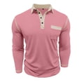 thumbnail image 6 of Men Polo Shirt Long Sleeve Button Down Tees Shirt Loose Fit Pink Men T Shirts, 6 of 6