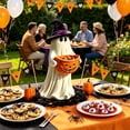 thumbnail image 5 of Halloween Ghost Candy Bowl Statue, Resin Ghost Figurine Holding Pumpkin Candy Bowl, Witch Hat Ghost Trick Or Treat Candy Holder, Indoor Outdoor Front Porch Yard Lawn Entryway Fall Holiday Decor, 5 of 5