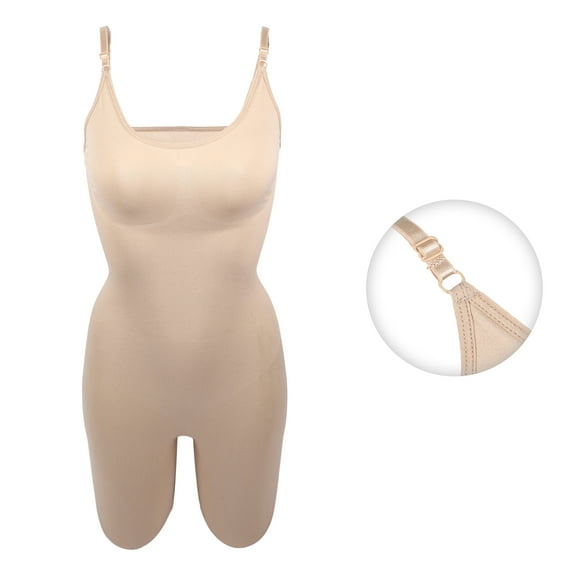 Vocoste Women Shapewear Tummy Control Full Bust Body Shaper Briefs Bodysuit Butt Beige Size S