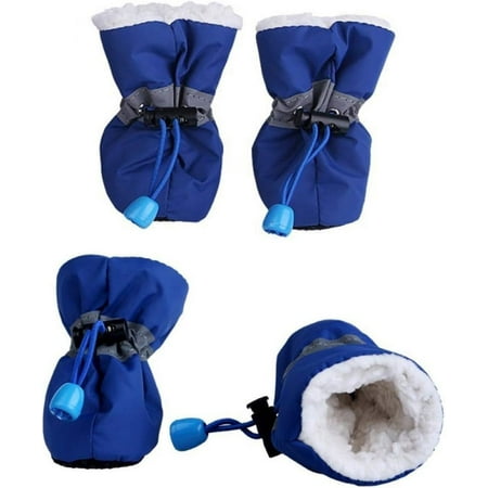 Dog Shoes Waterproof Anti-Slip Rubber Sole Boots Pet Paws Protector with Elastic Band 4Pcs