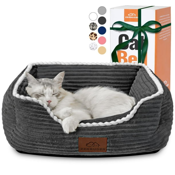 Cama rectangular Zerbuger para gatos y perros, suave y lavable, color gris oscuro