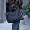 thumbnail image 2 of Leather Briefcase Messenger Bag Laptop Bag Satchel Bags for Men briefcases Office Bag (Black), 2 of 5