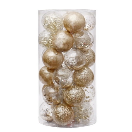 

dianhelloya 30Pcs/Set Christmas Style Hanging Decor Beautiful PET Glitter Festive Touch Hanging Ball Pendant for Home