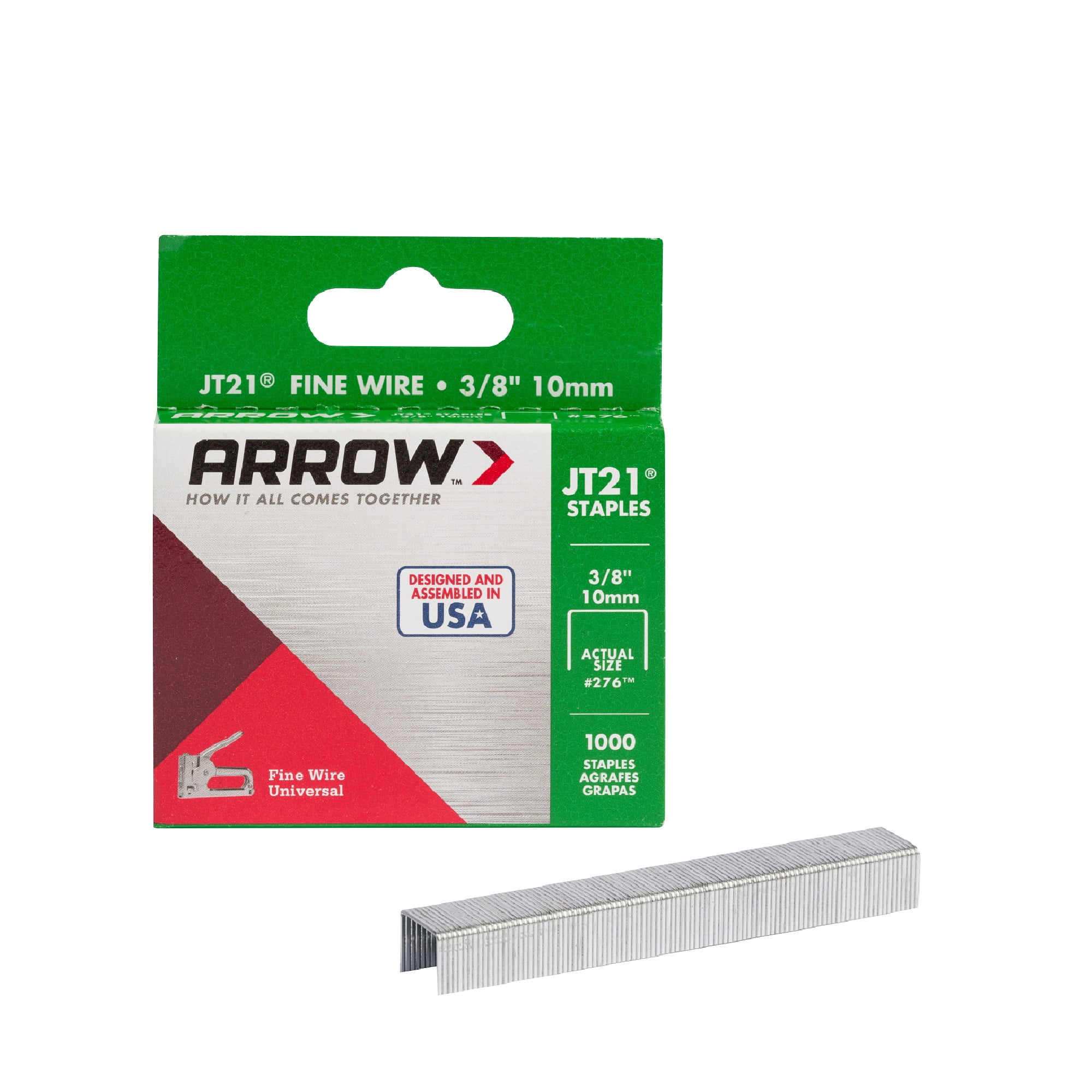 (3 pack) Arrow 3/8" Leg x 7/16" Gray 22.5 Gauge Standard Staples, 1000 Pack, Light Duty, New For DIY & Craft