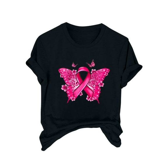 SwiftWear Womens Breast Cancer Awareness Shirts Short Sleeve Tshirts Pink Ribbon Graphic Tee Tops Cute Gifts Clothing 2024 S