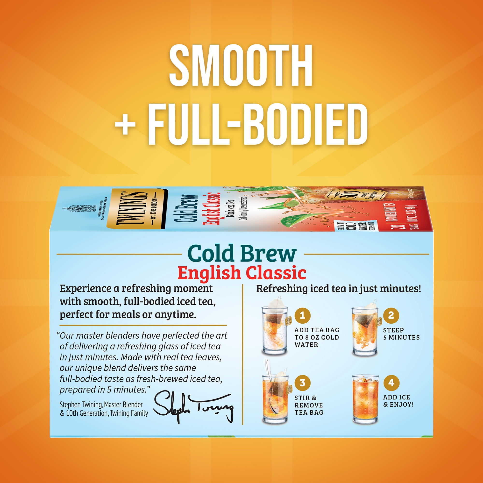 (3 pack) Twinings English Classic Cold Brew Iced Black Tea Bags, Unsweetened, 20 Count