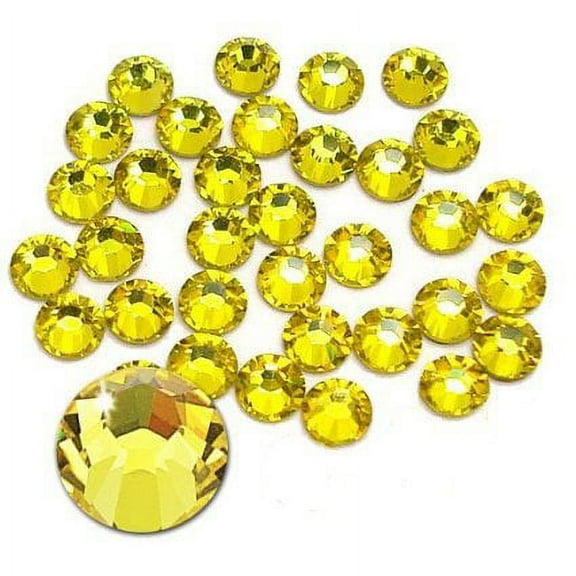 Jollin Glue Fix Flatback Rhinestones Glass Diamantes Gems for Nail Art (ss16 1440pcs, Citrine)