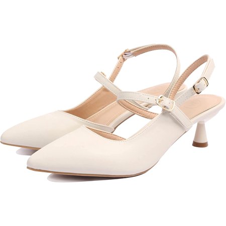 

Women s Slingback Low Heels Strappy Closed Toe Party Wedding Dress Pump Shoes