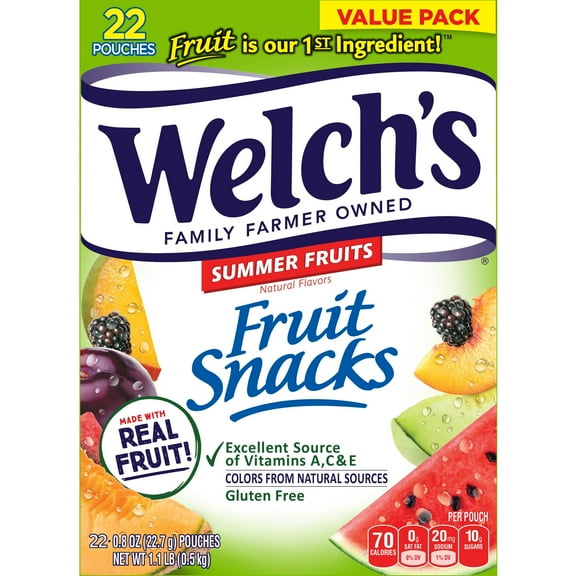 2 Pack - Welch's Summer Fruits Fruit Snacks - 22 ct Packaging may vary