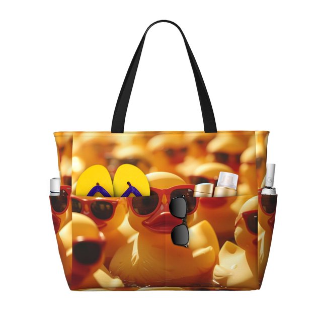 Easygdp Sunglasses Yellow Duck Bolsa de Viaje de Playa de Gran Capacidad, Bolsa Tote Perfecta para la Playa, Escapadas de Fin de Semana y Viajes