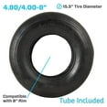 thumbnail image 4 of 4.80/4.00-8" Ribbed Tread Replacement Pneumatic (Air-Filled) Tire and Inner Tube Set, Fits 8-Inch Wheel/Rim, Wheelbarrow/Garden Cart/Lawn & Garden Use, Straight Stem 1-(Pack) Tire and Tube, 4 of 4