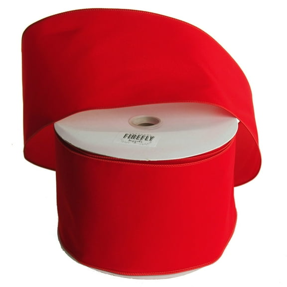 Red Velvet Christmas Ribbon Wired Edge, 4-Inch, 50-Yard