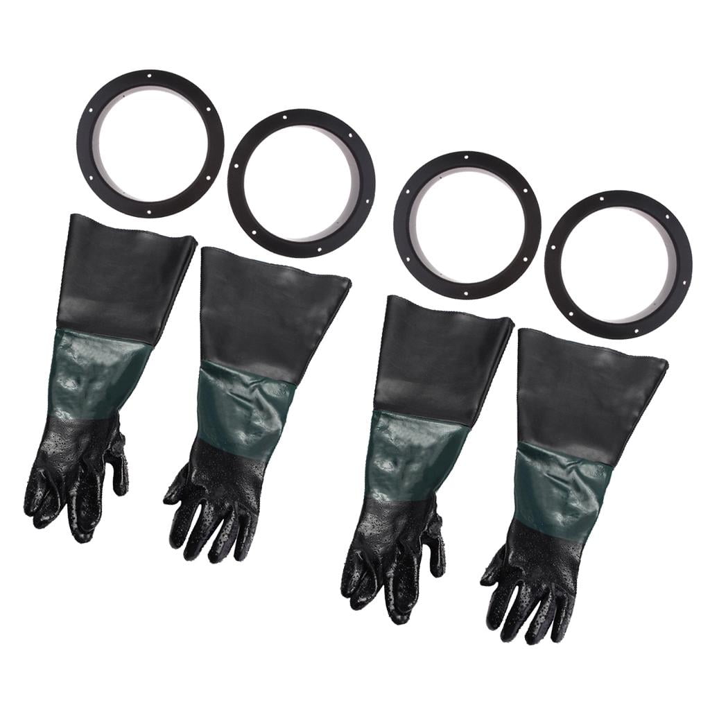 2 Pair of 60cm Heavy Duty Gloves with 4 Glove Holders for Sand Blast Cabinet 