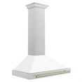 thumbnail image 2 of ZLINE 36 ZLINE Autograph Edition DuraSnow Stainless Steel Range Hood with White Matte Shell and Champagne Bronze Handle (KB4SNZ, 2 of 5