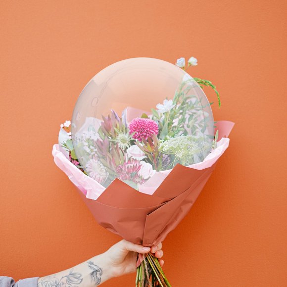 TEHAUX Bola Acrílica Transparente Para Envolver Ramo De Flores Accesorio Floral Práctico