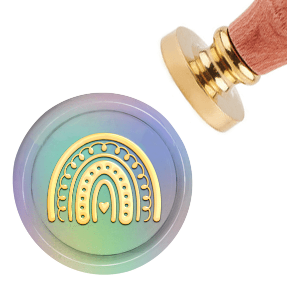 Gold Semicircle and Heart Pattern Wax Seal Stamp for Embellishment of Cards Envelopes Invitations Wine Packages Gift Wrapping