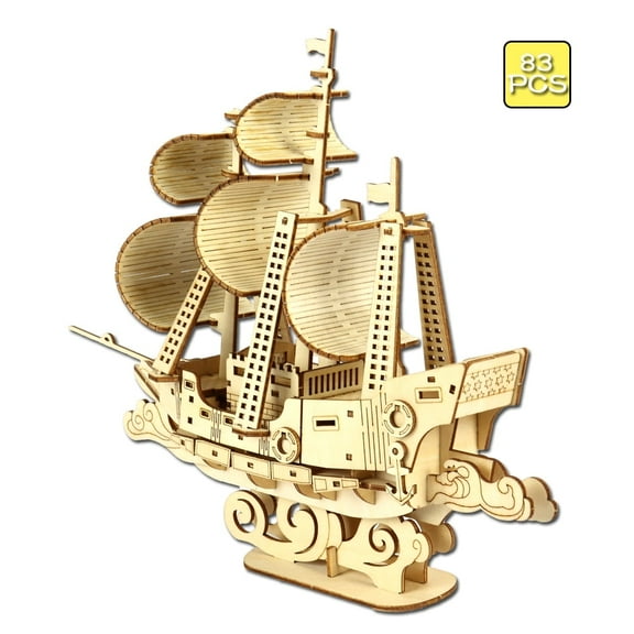 Aljoin 83 Pieces Sailboat Eco-Friendly Wooden Craft 3D Puzzles