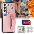 thumbnail image 3 of Design for Samsung Galaxy S22 Plus 5G Phone Case with Screen Protector Adjustable Wrist Strap Kickstand Credit Card Slot Slim Shockproof Hybrid Rugged Protective Cover for Women 6.6" Rose gold, 3 of 7