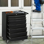 7-Drawer Rolling Tool Chest Cabinet, Large Capacity Metal Tool Box with Wheels,Black02