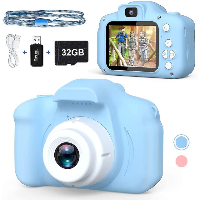 Cámara para niños Mini cámara digital recargable para niños (tarjeta de 32 GB incluida) (hy)