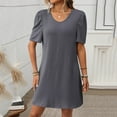 thumbnail image 6 of WRKEKC Summer Casual Dresses for Women, Womens Plus Size T-Shirt Dresses, Knee Length Dress for Women,Women's Casual Stripe Summer Short Sleeve Round-Neck Dress, 6 of 8
