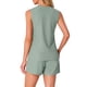 thumbnail image 3 of INSPIRAR CHIC Conjuntos de Pijamas de Mujer de Tejido Waffle Sin Mangas con Escote en V, Top de Tanque con Pantalones Cortos, Tallas 2XL, Verde Claro, 3 of 6