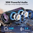thumbnail image 2 of Portable Bluetooth Speaker, 30W Loud Sound, Deep Bass, Bluetooth 5.4, LED Lights, IPX7 Waterproof, Wireless Stereo Pairing, 30H Playtime, for Home/Outdoor/Party/Beach, Birthday Gift (Black), 2 of 7