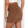 thumbnail image 2 of Falda corta de pana para mujer, cintura alta, entallada, con botones frontales, con bolsillo Marrón café M Marrón café M Xishao ropa, 2 of 2