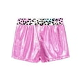 thumbnail image 3 of iEFiEL Kids Girls Dance Shorts Glitters Gymnastics Board Shorts Sparkling Wide Waistband Workout Tumbling Bottoms Pink Leopard 8, 3 of 6