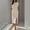 *Beige, variant on ClodeEU Women's Elegant Crew Neck Bodycon Midi Dress with Ruched Waist and Side Slit Beige,Women's Plus L