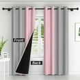 thumbnail image 2 of Lfeey Gray and Pink Room Darkening Curtains Blackout Curtains for Girls Bedrooms, Grommet, 52x96 inches, 2 Panels, 2 of 6