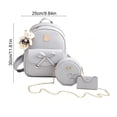 thumbnail image 3 of Hyknon 3Pcs Backpack Set for Women, Cute Bowknot Backpack Set with Crossbody Bag & Wallet, Flower Crossbody Bag with Adjustable Straps, Pendant Casual Daily Daypack for Shopping Casual Outing, Gray, 3 of 8