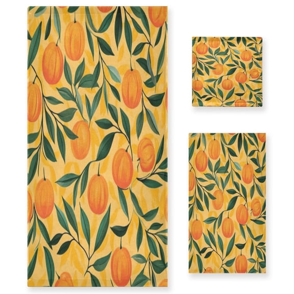Three-Piece Towel Set Face Towel Towel Set Hand Towel Bath Towel Cotton Bath Towels Bath Towel Sets Hand Bath Towels Lovely Orange3