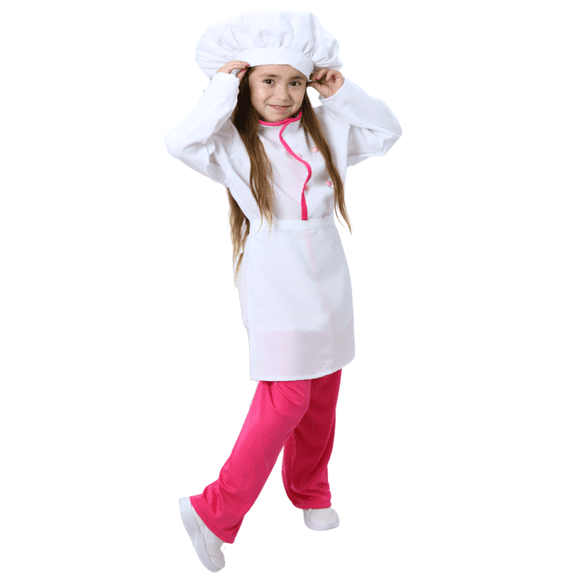 Disfraz Chef Filipina Blanco Con Rosa Infantil Niña Talla 8 a 10 años