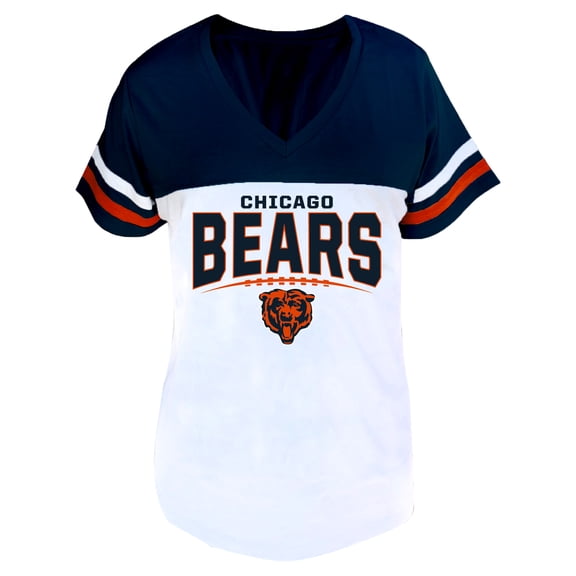 Women's Profile Navy/White Chicago Bears Plus Size Split Body V-Neck T-shirt