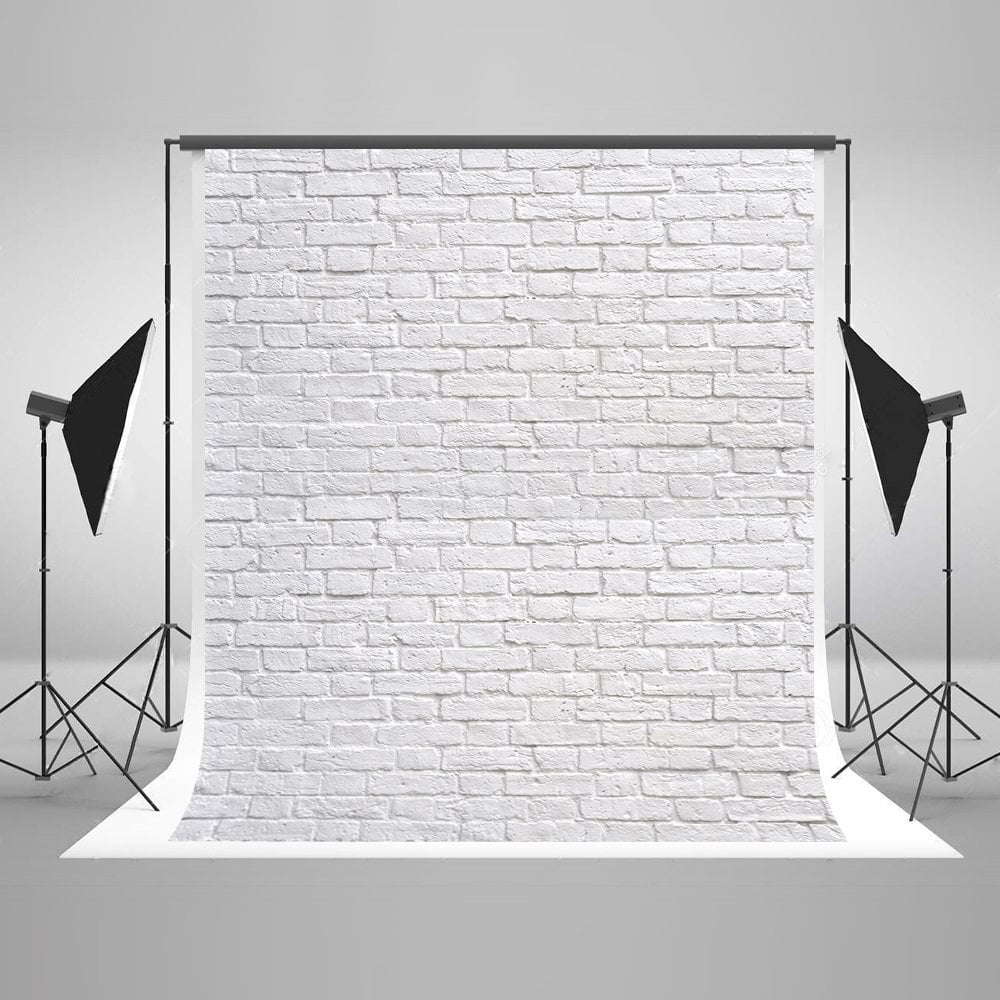 MOHome Polyster 5x7ft White Brick Wall Photo Backdrop Photography