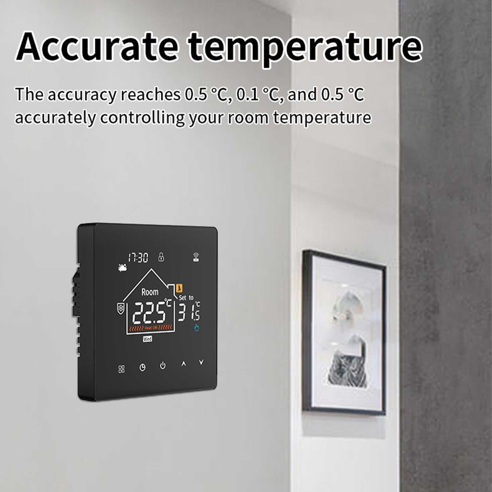 YAHHU Boiler Water Heating 2-In-1 Thermostat Smart Heater Controller Programmable with 4-Level Backlit Display WiFi Compatible