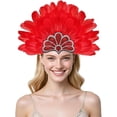 thumbnail image 1 of Casque Rouge pour Femmes, Coiffe à Sequins pour Mariage, Mascarade, Cosplay, 1 of 4