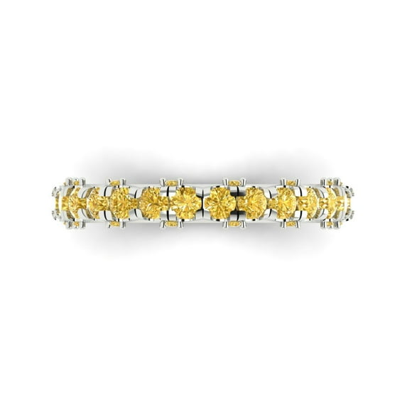 3.13 ct Brilliant Round Cut Simulated Yellow Diamond 14k White Gold Eternity Band SZ 11