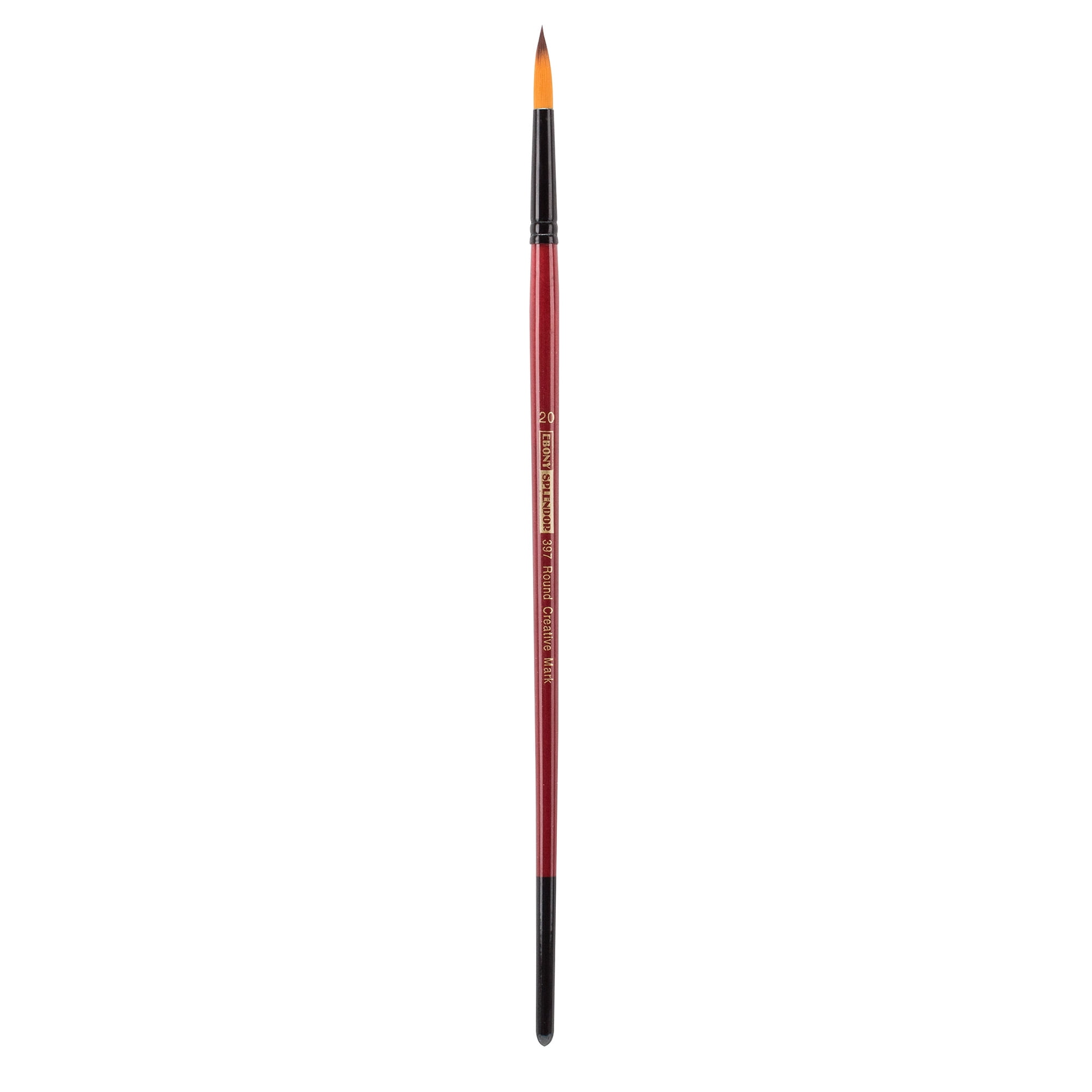 Creative Mark Ebony Splendor Long-Handled Synthetic Sable Paint Brush Round # 20 Teijin Multi-Filament Hair Handcrafted Synthetic Paint Brushes for Acrylic Painting Watercolor Painting and More