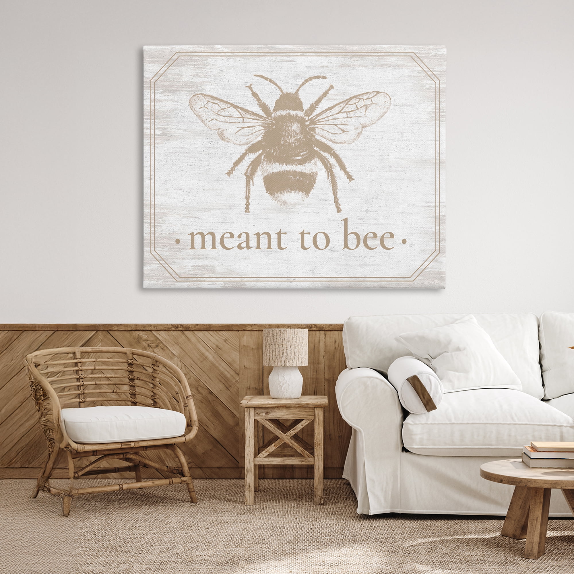 Meant To Bee Rustic Border Canvas Wall Art, design by Lettered and Lined