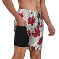 thumbnail image 3 of Goofa Leaves And Anemone Flowers In Red Grey Printed Men's Swim Trunks Board Shorts Quick Dry Mens Swimming Trunks with Compression Liner,Breathable Fit Hawaii Beach Shorts-3X-Large, 3 of 9
