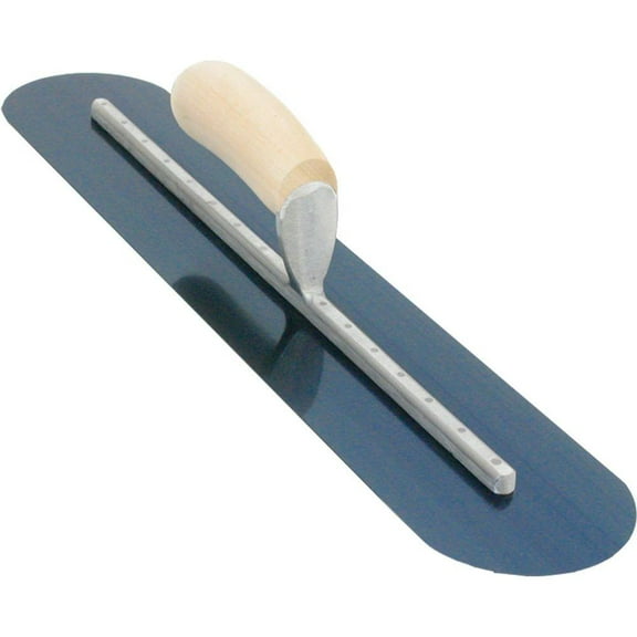 MARSHALLTOWN MXS244BR Fully Rounded Finishing Trowel, 24 x 4 inch Blue Steel Concrete Finishing Tool for Masonry and Sidewalks