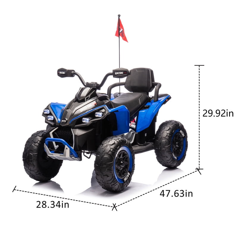 Gundir 24V Electric Ride On Car for Kids with Remote Control, Four-Wheel Shock Absorber, Bluetooth Storytelling, Music, LED Lights, USB/MP3 Support, 3.73MPH, Age 3-12, Blue