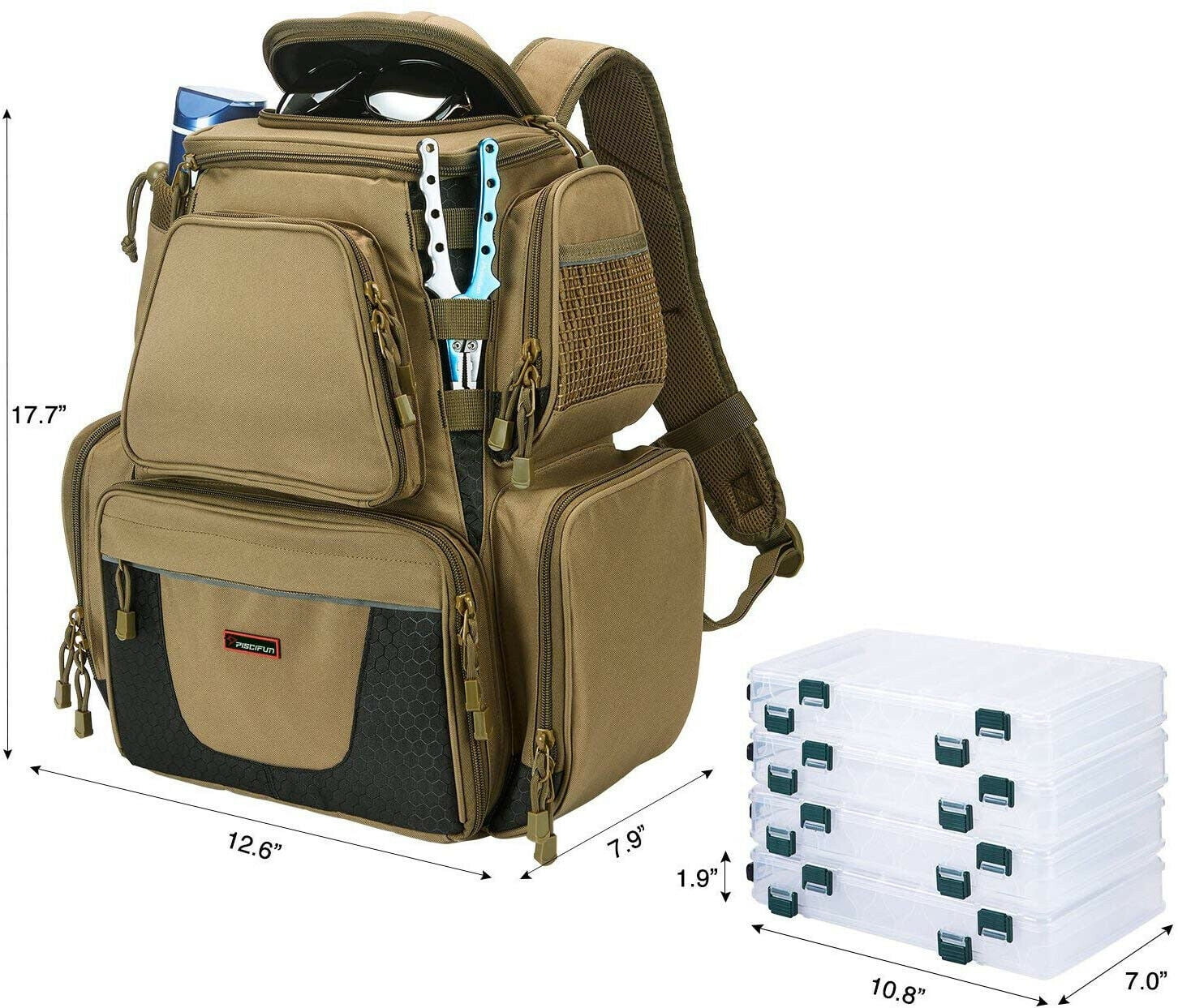 Piscifun Fishing Tackle Backpack Large Waterproof Tackle Bag Storage 