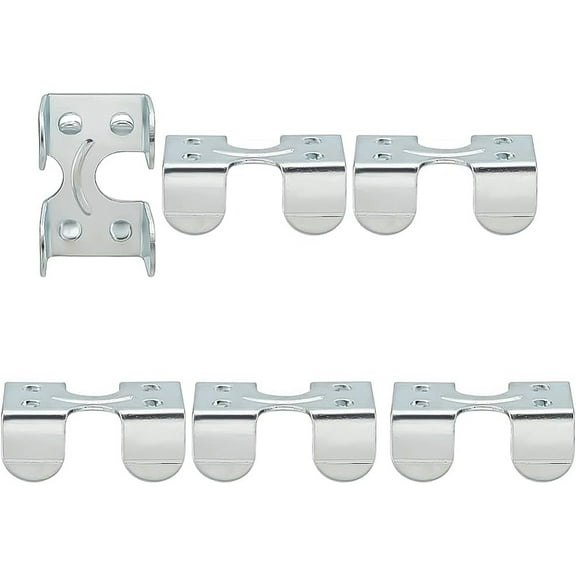 1Box 6 Pack Heavy Duty Double Rope Clamp Platinum Iron Metal Clips for 5/8-inch (16mm) Ropes Cords